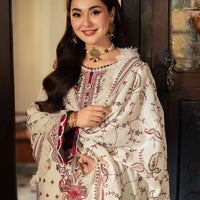 ASIM JOFA-3PC DHANAK SEQUENCE EMBROIDERED SHIRT WITH DHANAK EMBROIDERED SHAWL & DHANAK TOUSER-BIC- 14060