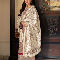 ASIM JOFA-3PC DHANAK SEQUENCE EMBROIDERED SHIRT WITH DHANAK EMBROIDERED SHAWL & DHANAK TOUSER-BIC- 14060