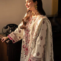 ASIM JOFA-3PC DHANAK SEQUENCE EMBROIDERED SHIRT WITH DHANAK EMBROIDERED SHAWL & DHANAK TOUSER-BIC- 14060