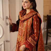 ASIM JOFA-3PC KARANDI SEQUIN EMBROIDERED SHIRT WITH KARANDI EMBROIDERED SHAWL AND TROUSER -BIC-4330