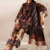 BAROQUE - 3PC USTITCHED VISCOSE PRINTED SHIRT WITH VISCOSE PRINTED DUPATTA AND TROUSER-12634
