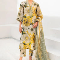 BAROQUE - 3PC USTITCHED KARANDI PRINTED SHIRT WITH KARANDI PRINTED DUPATTA AND TROUSER-BIC-12573