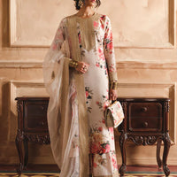 ZAINAB CHOTANI - 3PC UNSTITCHED SHAMOZE SILK PRINTED EMBROIDERED SHIRT WITH SOFT SILK PRINTED EMB DUPATTA & EMB TROUSER-11721