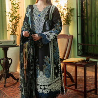 JADE-3PC DHANAK EMBROIDERED SHIRT WITH COUTRAI PRINTED SHAWL & DHANAK TOUSER - 14223