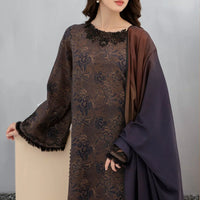 BAROQUE-3PC KHADDAR PRINTED SHIRT WITH KHADDAR PRINT DUPATTA AND PRINT TROUSER-12603