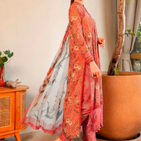 MARIA.B-3PC LAWN PRINTED SHIRT WITH CHIFFON PRINT DUPATTA AND PRINT TROUSER-BIC-2505