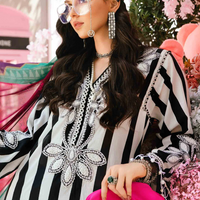 MARIA.B-3PC LAWN EMBROIDERED PRINTED SHIRT WITH CHIFFON PRINT DUPATTA AND PRINT TROUSER-BIC-2525