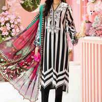 MARIA.B-3PC LAWN EMBROIDERED PRINTED SHIRT WITH CHIFFON PRINT DUPATTA AND PRINT TROUSER-BIC-2525