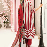 MARIA.B-3PC LAWN EMBROIDERED PRINTED SHIRT WITH CHIFFON PRINT DUPATTA AND PRINT TROUSER - NS 2526