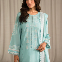 SEHAR BY MIRAJ- UNSTITCHED LAWN 3PC EMBROIDERED SHIRT WITH ORGANZA EMBROIDERED DUPATTA WITH TROUSER - 2805