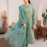 HANA- 3PC UNSTITCHED LAWN EMBROIDERED SHIRT WITH MONARK PRINT DUPATTA AND TROUSER-2867