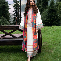 SAPPHIRE- 3PC DHANAK EMBROIDERED SHIRT WITH WOOL PRINT SHAWL AND TROUSER - 4006