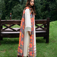 SAPPHIRE- 3PC DHANAK EMBROIDERED SHIRT WITH WOOL PRINT SHAWL AND TROUSER - 4006