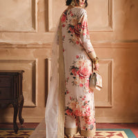 ZAINAB CHOTANI - 3PC UNSTITCHED SHAMOZE SILK PRINTED EMBROIDERED SHIRT WITH SOFT SILK PRINTED EMB DUPATTA & EMB TROUSER-11721