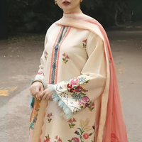 ZARA SHAHJAHAN - 3PC DHANK EMBROIDERED SHIRT WITH COUTRAI WOOL SHAWL & TROUSER - 4133