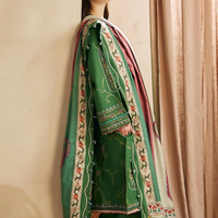 ZARA SHAH JAHAN - 3PC LAWN EMBROIDERED SHIRT WITH MANAAR PRINTED DUPATTA AND TROUSER - 3536