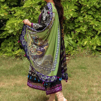 Sira by Sadaf - Dhanak 3PC Unstitched Embroidered Shirt with Digital Printed Wool Shawl-13253