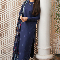 SERAN - UNSTITCHED 3PC LAWN EMBROIDERED SHIRT WITH MONARK PRINT DUPATTA & TROUSER - 3511