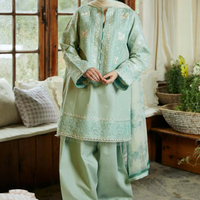 ZARA SHAHJAHAN - UNSTITCHED 3PC LAWN EMBROIDERED SHIRT WITH LAWN EMBROIDERED DUPATTA AND LAWN TROUSER - 3531