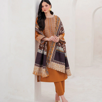 GARNET - 3PC UNSTITCHED LAWN EMBROIDERED SHIRT WITH MONARK PRINT DUPATTA AND TROUSER - 3534
