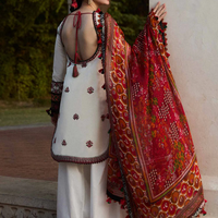 HUSSAIN REHAR - UNSTITCHED 3PC LAWN EMBROIDERED SHIRT WITH MONARK PRINT DUPATTA & TROUSER - 3602