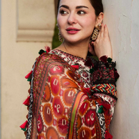 HUSSAIN REHAR - UNSTITCHED 3PC LAWN EMBROIDERED SHIRT WITH MONARK PRINT DUPATTA & TROUSER - 3602