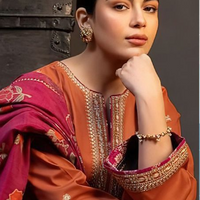 AISLING.3PC UNSTITCEHD LAWN EMBROIDERED SHIRT WITH MONARK PRINT DUPATTA AND TROUSER-3626