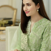 BAREEZE- 3PC LAWN EMBROIDERED SHIRT WITH ORGANZA EMBROIDERED DUPATTA & TROUSER - 3632