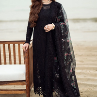 NUREH-3PC DHANAK LASER WORK EMBROIDERED SHIRT WITH MONARK PRINTED EMB DUPATTA & TROUSER - 14119