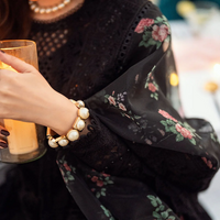 NUREH-3PC LAWN CHIKENKARI LASER EMBROIDERED SHIRT WITH ORGANZA EMBROIDERED PRINT DUPATTA - NS 3667