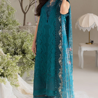 SOBIA NAZIR-3PC DHANAK CHIKAN EMBROIDERED SHIRT WITH COURTRAI PRINTED SHAWL AND TROUSER-14096