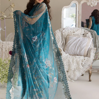 SOBIA NAZIR-3PC DHANAK CHIKAN EMBROIDERED SHIRT WITH COURTRAI PRINTED SHAWL AND TROUSER-14096