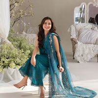 SOBIA NAZIR-3PC DHANAK CHIKAN EMBROIDERED SHIRT WITH COURTRAI PRINTED SHAWL AND TROUSER-14096