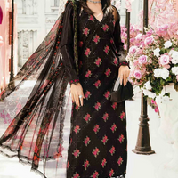 MARIA B-3PC LAWN EMBROIDERED SHIRT WITH MONARK PRINT DUPATTA & TROUSER - NS 3775