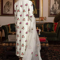 Silk 3PC Embroidered With Organza Embroidered Dupatta-11317
