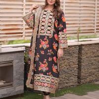 BAROQUE - 3PC UNSTITCHED SHAMOZE SILK PRINTED EMBROIDERED SHIRT WITH SOFT SILK PRINTED EMB DUPATTA & PRINTED TROUSER-11705