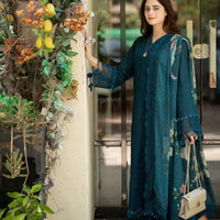 Libaas 3PC Unstitched Dhanak Embroidered Shirt with Digital Printed Wool Shawl -13438