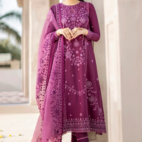 ASIM JOFA - 3PC UNSTITCHED LAWN HEAVY EMBROIDERED SHIRT WITH ORGANZA HEAVY EMBROIDERED DUPATTA - 3584