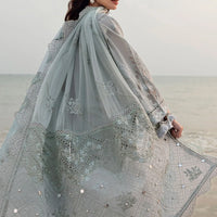 NUREH-3PC DHANAK LASER WORK EMBROIDERED SHIRT WITH KHADDI NET EMBROIDERED DUPATTA & TROUSER - 14214