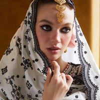 HUSSAIN REHAR-3PC DHANAK EMBROIDERED SHIRT WITH COTTON NET EMBROIDERED DUPATTA AND EMB TROUSER-14196