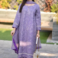 Bareeze 3PC Embroidered Lawn With Chiffon Embroidered Dupatta - NSB 1544