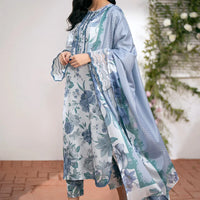 BAROUQE - 3PC USTITCHED KARANDI PRINTED SHIRT WITH KARANDI PRINTED DUPATTA AND TROUSER-12574