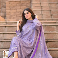 Bareeze 3PC Embroidered Lawn With Chiffon Embroidered Dupatta - NSB 1544