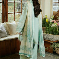 ZARA SHAHJAHAN-3PC DHANAK EMBROIDERED SHIRT WITH CORTRAI WOOL PRINTED SHAWL AND EMB TROUSER - 14112