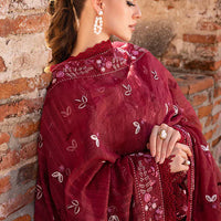GARNET-3PC DHANAK EMBROIDERED SHIRT WITH DHANAK EMBROIDERED SHAWL & TROUSER-4306