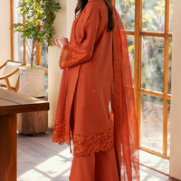 SAPPHIRE-3PC DHANAK EMBROIDERED SHIRT WITH KHADDI NET EMB DUPATTA AND TROUSER-14300