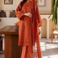 SAPPHIRE-3PC DHANAK EMBROIDERED SHIRT WITH KHADDI NET EMB DUPATTA AND TROUSER-14300