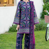 JAZMIN - 3PC UNSTITCHED KHADDAR PRINTED SHIRT WITH KHADDAR PRINTED DUPATTA AND PRINTED TROUSER-12628