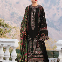 HUSSAIN REHAR-3PC KARANDI EMBROIDERED SHIRT WITH COURTRAI PRINTED SHAWL AND TROUSER-4261