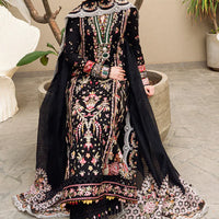 QALAMQAR-3PC DHANAK EMBROIDERED SHIRT WITH COTTON NET EMBROIDERED DUPATTA -BIC-14254